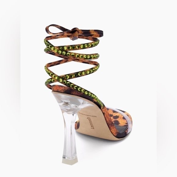 Larroudé Disco Gloria Leopard-Print Wrap Sandals 315$ - Picture 3 of 16
